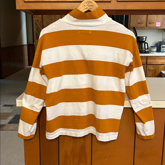 Madewell Striped Button-Sleeve Turtleneck Top XS Rich Amber Mustard Cotton
DD - Picture 4 of 12